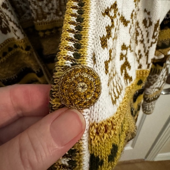 Dana Buchman Vintage Gold Brown Glam Long Button Up Cardigan Size M - Picture 7 of 11